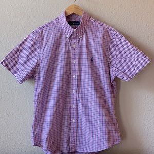 Ralph Lauren Red and Blue Plaid Short Sleeve Button Down
